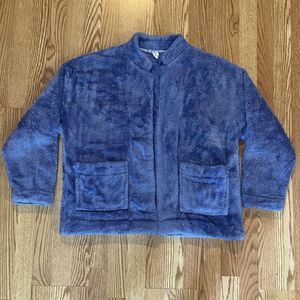 HUE Blue Open Front Plush Comfort Lounge Jacket S/M